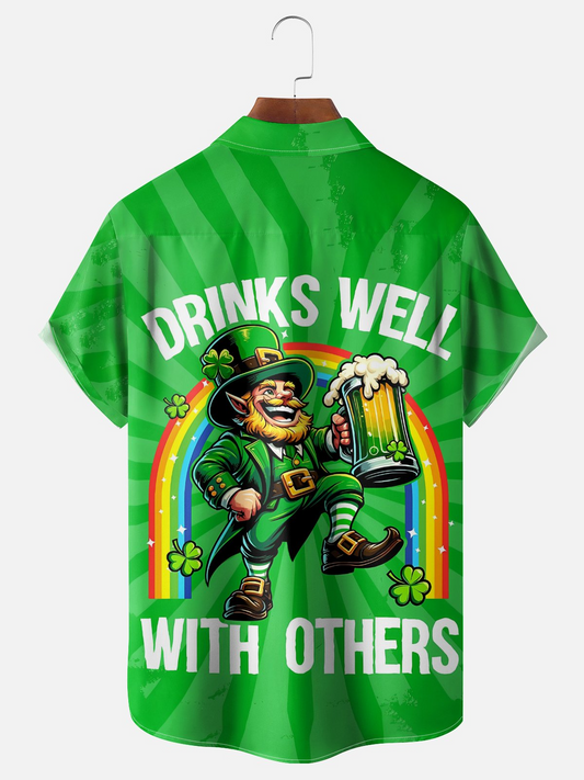 Maxcorners St. Patrick's Dwarf Beer Hawaiian Golf Shirt, Holiday Hawaiian Shirt, Tropical Vibe Men's Golf Shirt