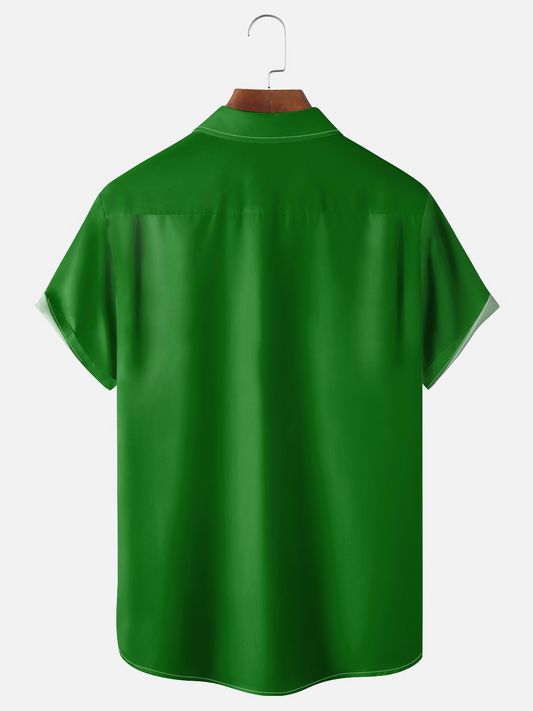 Maxcorners Lucky Clover Leaf St Patrick‘s Day Shamrock Hawaiian Golf Shirt, Tropical Vibe Men's Golf Shirt