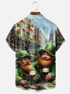 Maxcorners St. Patrick's Day Funny Gnome Beer Hawaiian Golf Shirt, Shamrock Golf Shirts, Men's Golf Shirt