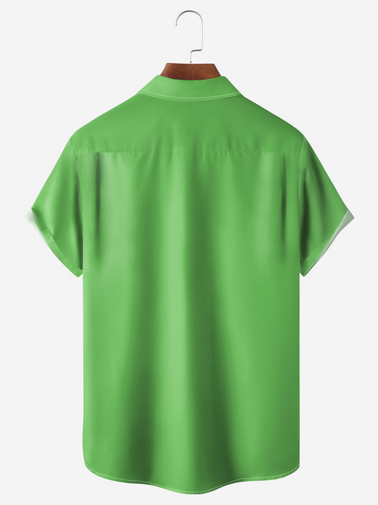 Maxcorners Green St. Patrick's Day Lucky Clover Gold Coins Hawaiian Golf Shirt, Tropical Vibe Men's Golf Shirt