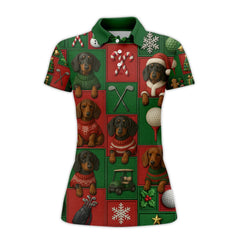 Maxcorners Funny Pattern Golf Shirt, Dachshund Golf Shirt For Golfer, Christmas Golf Shirt, Golf Gift For Men