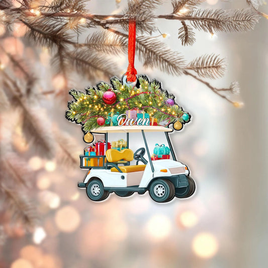 Maxcorners Golf Cart Christmas Ornament, Acrylic Ornament, Christmas Tree Ornaments, Gift For Golfer