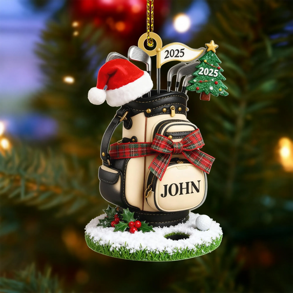 Maxcorners Personalized Golf Bag Acrylic Ornament, Custom Name Golf Ornament, Christmas Gift For Golfer