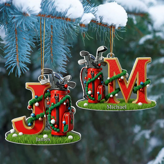Maxcorners Personalized Golf Lovers Christmas Ornament, Alphabet Letter Golf Lovers Gifts, Christmas Golf Gift