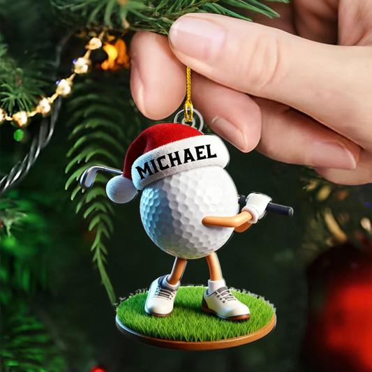 Maxcorners Custom Name Golf Ornament, Golf Keychain, Golf Accessories, Christmas Golf Gift, Gift For Golf Dad