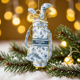 Maxcorners Toile de Jouy Personalized Golf Bag Acrylic Ornament, Custom Name Golf Ornament, Xmas Ornament