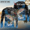 Maxcorners Fishing Camo Water Splash Personalized Name, Team Name Long Sleeve Shirt (9 Breeds)