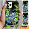 Maxcorners Fishing Neon Green Honeycomb Water Splash Personalized Name Phone Case (10 Fish Species)
