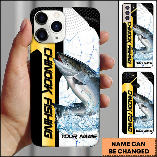 Maxcorners Chinook Fishing Phone Case Dynamic Splash Black Blue Contrast Design Personalized Name Phone Case