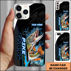 Maxcorners Pike Fishing Phone Case Bold Typography Water Action Design Personalized Name Phone Case