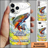 Maxcorners Fishing Phone Case Realistic Jumping Fish Water Burst Premium Art Personalized Name Phone Case (10 Fish Species)