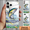 Maxcorners Fishing Phone Case Realistic Jumping Fish Water Burst Premium Art Personalized Name Phone Case (10 Fish Species)