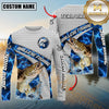 Maxcorners Largemouth Bass Fishing Honeycomb Electric Water Splash Personalized Name, Team Name Long Sleeve Shirt (11 Fish Species)