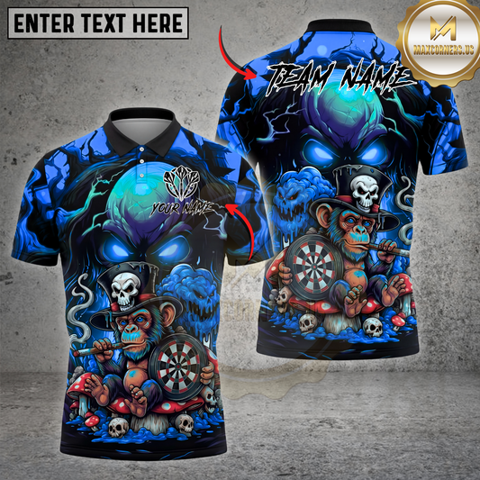 Maxcorners Dart Shirt Alien Monkey Skull Fantasy Cartoon Graphic Multicolor Options Personalized Name, Team Name 3D Shirt (4 Colors)