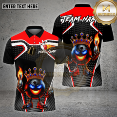 Maxcorners Bowling Shirt Black Crown Fire Royal Ball Multioptions Personalized Name, Team Name Unisex 3D Shirt