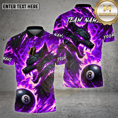 Maxcorners Billiards Fire Wolf Flame Art Design Multi Options Personalized Name Team Name 3D Shirt