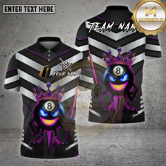 Maxcorners Billiards Shirt 8 Ball King Silver Chevron Royal Flame Cue Multioptions Personalized Name, Team Name Unisex 3D Shirt