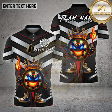 Maxcorners Darts Shirt King Silver Chevron Flame Crown Royal Board Multioptions Personalized Name, Team Name Unisex 3D Shirt