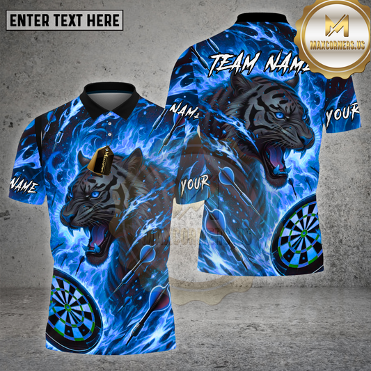 Maxcorners Dartboard Fire Tiger Flame Art Design Multi Options Personalized Name Team Name 3D Shirt