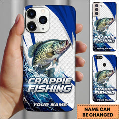 Maxcorners Crappie Fishing Phone Case  Scale Texture White Blue Dynamic Wave Art Personalized Name Phone Case