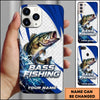 Maxcorners Fishing Phone Case Scale Texture White Blue Dynamic Wave Art Personalized Name Phone Case (8 Fish Species)