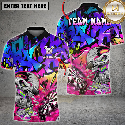 Maxcorners Darts Skull Raven Flaming Graffiti Multi Options Personalized Name, Team Name 3D Shirt