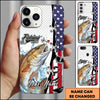 Maxcorners Fishing American Flag Patriotic Water Splash Personalized Name Phone Case (10 Fish Species)