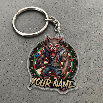 Maxcorners Angry Werewolf Darts Personalized Name Keychain