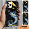 Maxcorners Fishing Luxury Black Gold Lightning Splash Personalized Name Phone Case (10 Fish Species)