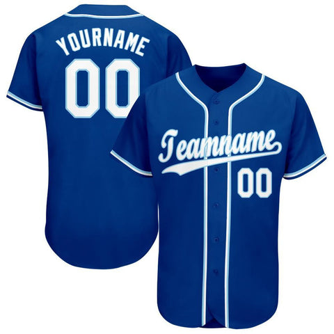 Custom Royal White-Light Blue 3D Authentic Baseball Jersey