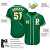 Maxcorners Custom Kelly Green White-Gold Classic Authentic Baseball Jersey LM2605