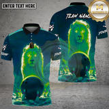 Maxcorners Bowling Neon Lion Cosmic Glow Design Multi Options Personalized Name Team Name 3D Shirt