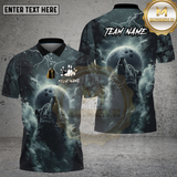 Maxcorners Bowling Wolf Moon Lightning Storm Design Multi Options Personalized Name Team Name 3D Shirt
