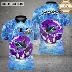 Maxcorners Bowling Shark Lightning Wave Power Design Multi Options Personalized Name Team Name 3D Shirt