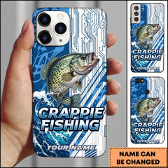 Maxcorners Crappie Fishing Phone Case  Circuit Board Tech Blue Sport Design Personalized Name Phone Case