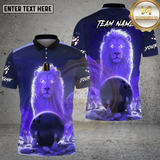 Maxcorners Bowling Neon Lion Cosmic Glow Design Multi Options Personalized Name Team Name 3D Shirt