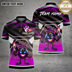 Maxcorners Bowling King Fire Crown Gradient Multicolor Options Personalized Name, Team Name Unisex 3D Shirt