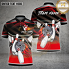 Maxcorners Bowling Angry Strike Pins Black Pattern Multicolor Options Personalized Name, Team Name Unisex 3D Shirt