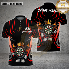 Maxcorners Dartboard King Flame Wings Black Design Multicolor Options Personalized Name, Team Name Unisex 3D Shirt