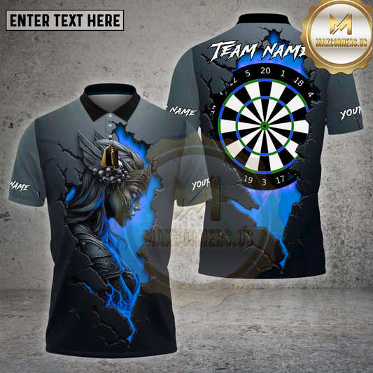 Maxcorners Dartboard Fire Valkyrie Cracked Lava Stone Multicolor Options Personalized Name, Team Name Unisex 3D Shirt