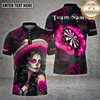 Maxcorners Dartboard Day of the Dead Girl Roses Skull Art Multicolor Options Personalized Name, Team Name Unisex 3D Shirt