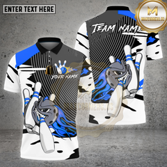 Maxcorners Bowling Angry Ball & Pins Explosion White Black Design Multicolor Options Personalized Name, Team Name Unisex 3D Shirt