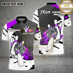 Maxcorners Bowling Angry Ball & Pins Explosion White Black Design Multicolor Options Personalized Name, Team Name Unisex 3D Shirt