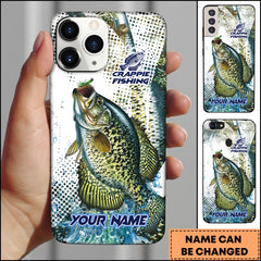 Maxcorners Crappie Fishing Phone Case Jumping Blue Fish Water Splash Sport Fishing Art Personalized Name 3D Phone Case