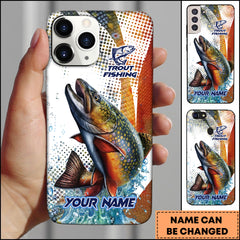 Maxcorners Trout Fishing Phone Case Jumping Blue Fish Water Splash Sport Fishing Art Personalized Name 3D Phone Case