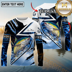 Maxcorners Saltwater Fishing Shirt Catfish Splash Blue Water Hook Pattern Sport Jersey Personalized Name, Team Name 3D All Over Printed Clothes