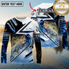 Maxcorners Freshwater Fishing Shirt Splash Blue Water Hook Pattern Sport Jersey Personalized Name, Team Name 3D All Over Printed Clothes