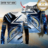 Maxcorners Saltwater Fishing Shirt Catfish Splash Blue Water Hook Pattern Sport Jersey Personalized Name, Team Name 3D All Over Printed Clothes
