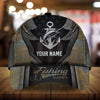 Maxcorners Custom Text Premium Men's Fishing Cap D Iron Pattern Species