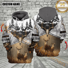 Maxcorners Custom Name Deer Hunting Orange Black White Camo All Over Print Shirt 3D Best Gift For Hunter